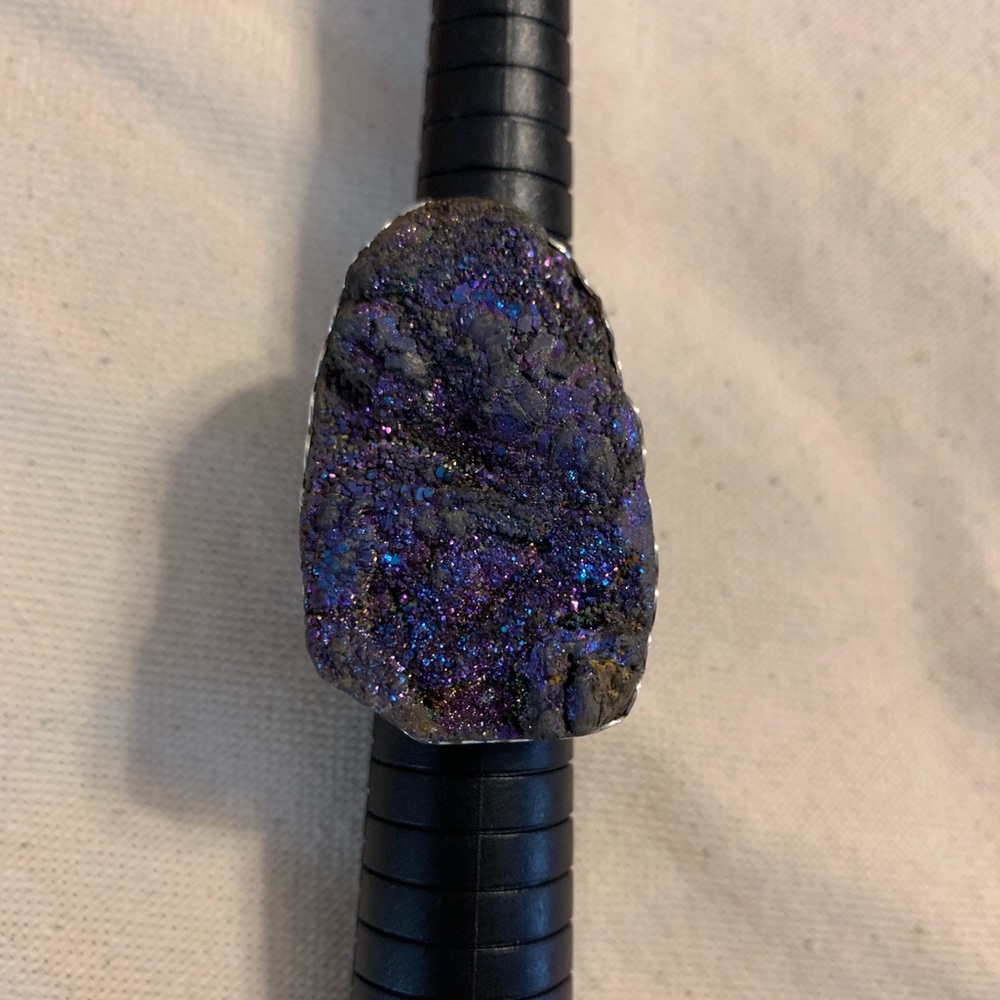 Sparkly druzy chunk ring - sterling silver